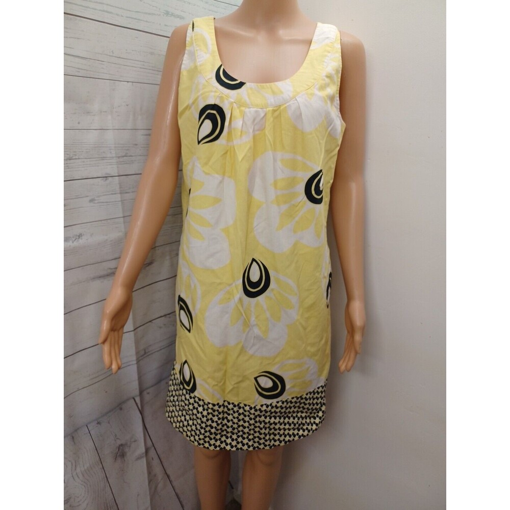 East 5th Dress Sundress Yellow Black White Sleeveless Sz 10